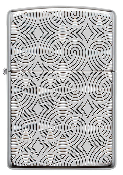 Zippo Feuerzeug Frontansicht Armor® hochglanzverchromt mit tief eingravierten Linien