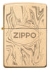 Zippo Feuerzeug Frontansicht gebürstetes Messing in Marmoroptik mit Logo