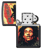 Bob Marley black matte windproof lighter with lid open and not lit