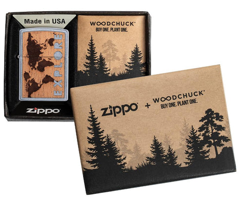 Zippo Feuerzeug Chrome Woodchuck Landscape in offener Box