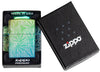  Zippo Feuerzeug 360 Grad Design Hochglanz Grün mit Hanfblättern und Pilzen in offener Premium Box