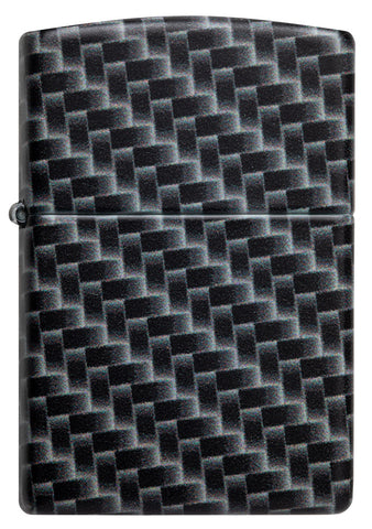 Zippo Feuerzeug Frontansicht weiß matt mit 540° Abbildung von Rechteckeckigen Kacheln als Muster in schwarz weiß grau