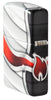 Rückansicht 3/4 Winkel Zippo Feuerzeug White Matte 540 Grad Color Image der Zippo Flamme
