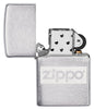 Zippo Feuerzeug Chrom mit Zippo Logo geöffnet