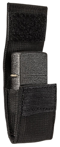 Seitenansicht Zippo Feuerzeugtasche in schwarz mit Black Crackle Feuerzeug