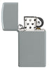 Zippo Feuerzeug Slim Flat Gray Grau Matt geöffnet ohne Flamme
