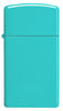 Frontansicht Zippo Feuerzeug Slim Flat Turquoise Basismodell
