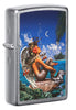 Frontansicht 3/4 Winkel Zippo Feuerzeug Rick Rietveld Meerjungfrau mit Engelsflügeln auf Insel Online Only
