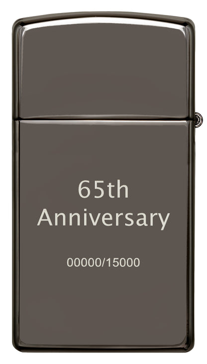 Rückansicht Zippo Feuerzeug 65 Jahre Slim Black Ice Limitierte Edition 65th Anniversary