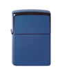 Frontansicht 3/4 Winkel Zippo Feuerzeug Basismodell Sapphire blau Hochglanz