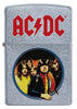 Zippo Feuerzeug AC/DC® Frontansicht in Street chrome mit Highway to Hell Albumcover  inspiriertem Bild in rund und rotes AC/DC® Logo