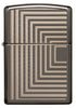 Zippo Feuerzeug Frontansicht Black Ice® mit eingravierten geometrisch angeordneten Linien