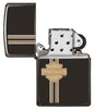 Zippo Feuerzeug schwarz Hochglanz Kleines Harley Davidson Logo graviert geöffnet