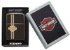 Zippo Feuerzeug schwarz Hochglanz Kleines Harley Davidson Logo graviert in offener Box