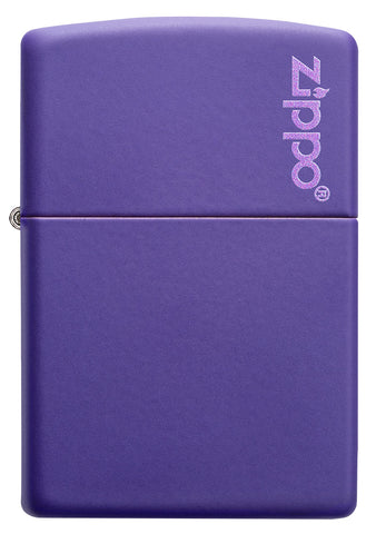 Frontansicht Zippo Feuerzeug Basismodell violett matt mit Zippo Logo