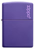 Frontansicht Zippo Feuerzeug Basismodell violett matt mit Zippo Logo