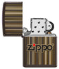 Vue de face du briquet tempête Zippo Brown Stripes Design éteint, sans flamme