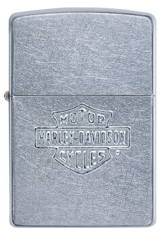 FRontansicht Zippo Feuerzeug chrom mit Harley-Davidson Logo