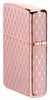 Seitenansicht hinten 3/4 Winkel Zippo Feuerzeug 360 Grad Lasergravur Rose Gold Netz-Design Online Only