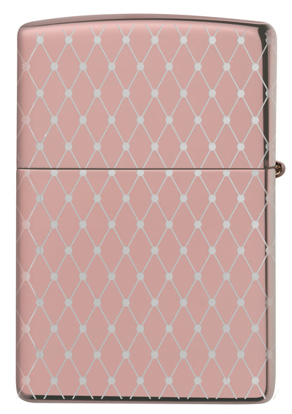Rückansicht Zippo Feuerzeug 360 Grad Lasergravur Rose Gold Netz-Design Online Only