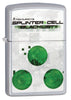 Frontansicht 3/4 Winkel Zippo Feuerzeug Chrome gebürstet Tom Clancys Splinter Cell® mit Motiv