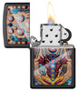  Zippo Feuerzeug Pinball Flipper Design mit Drachenkopf geöffnet mit Flamme