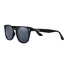 Zippo Sonnenbrille Frontansicht ¾ Winkel mit leicht abgerundetem eckigem Rahmen in schwarz mit weißem Zippo Logo