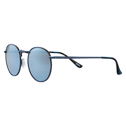 Zippo Sonnenbrille Frontansicht ¾ Winkel mit runden Gläsern und dünnem Metallrahmen in blau