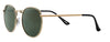Zippo Sonnenbrille Frontansicht ¾ Winkel mit runden Gläsern und dünnem Metallrahmen in goldfarben mit schwarzer Endkappe