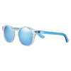 Zippo Sonnenbrille Frontansicht ¾ Winkel mit transparentem Rahmen und Brillengläser und Bügel in hellblau