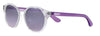 Zippo Sonnenbrille Frontansicht ¾ Winkel mit transparentem Rahmen und Brillengläser und Bügel in violett